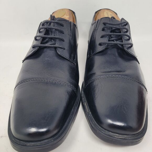 Clarks Tilden Cap Toe Oxford Dress Shoes Mens Sz 8 Black Leather Comfort 99% - Picture 1 of 9